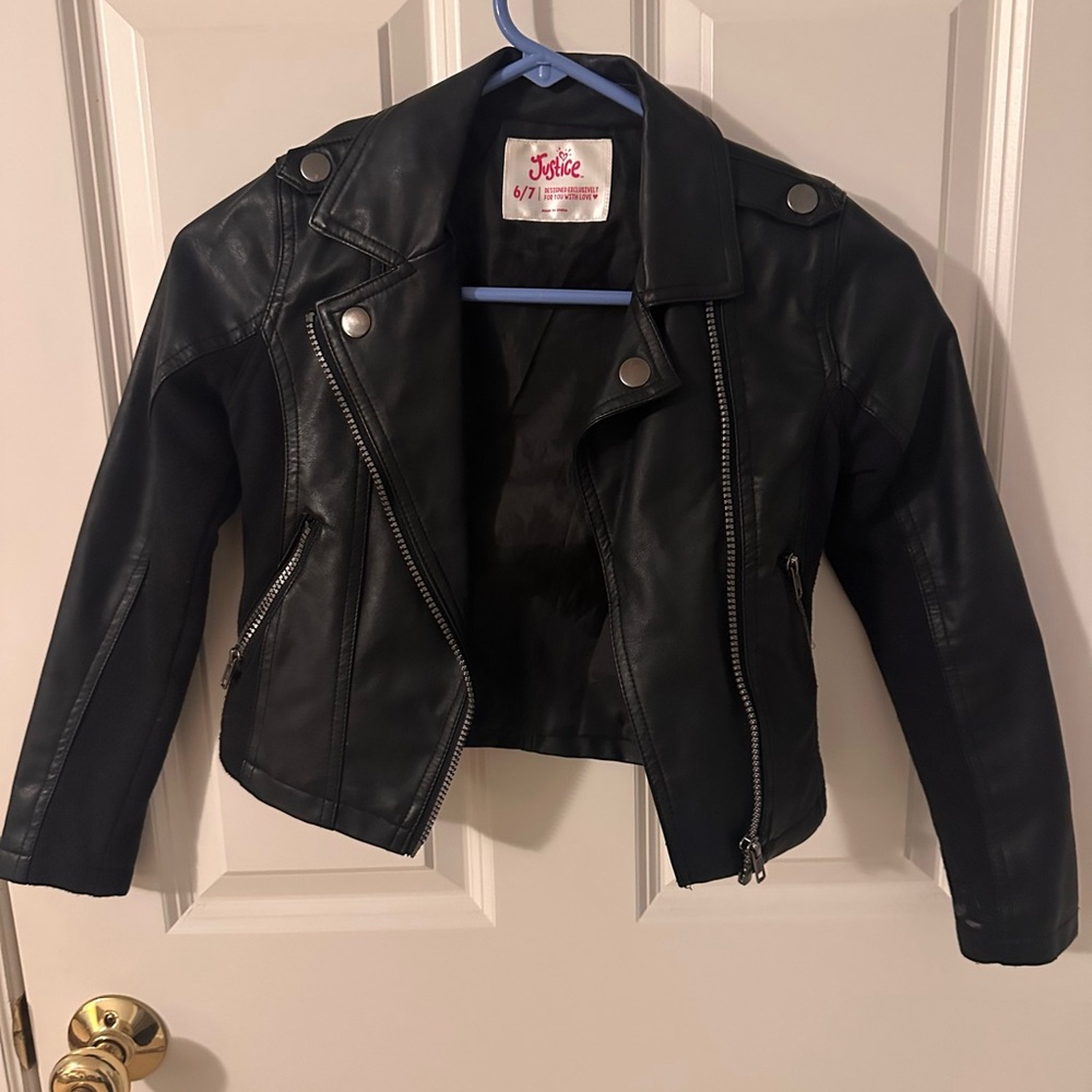 Justice Black Faux Leather Jacket